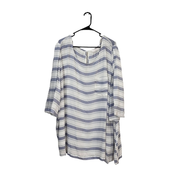 LC Lauren Conrad Women's Striped Scoop Neck Keyhole Back Tunic Top - Picture 1 of 5